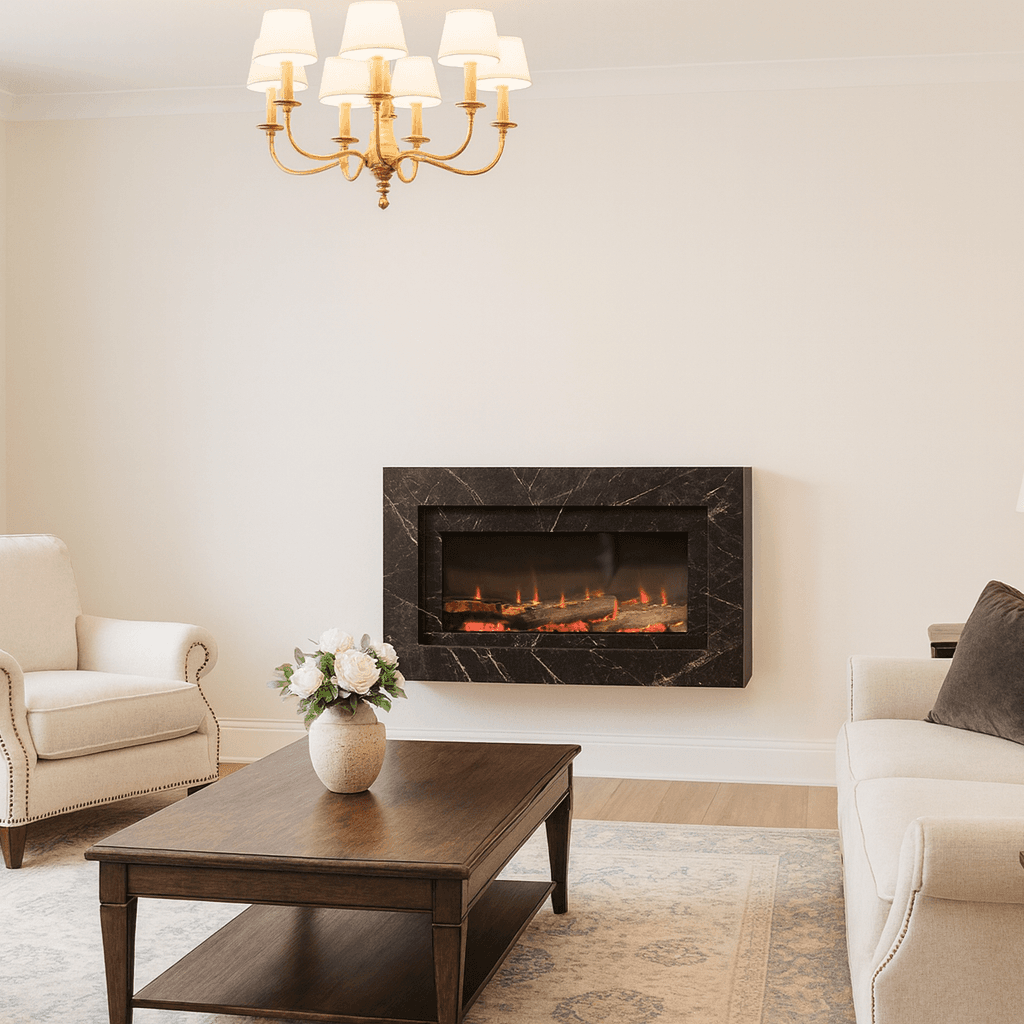 wall mounted electric fire wood suite